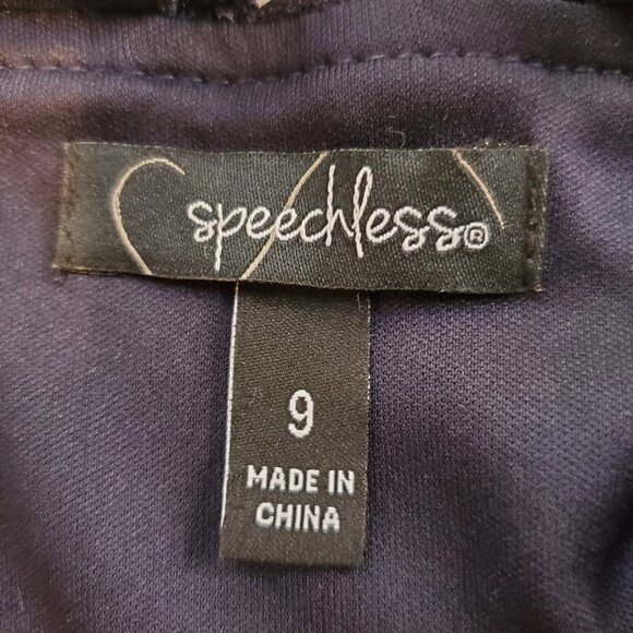 SPEECHLESS SZ 9 Jr High-Low Halter-style Sparkle Lace Cocktail Dress/Gown Navy - Picture 5 of 10